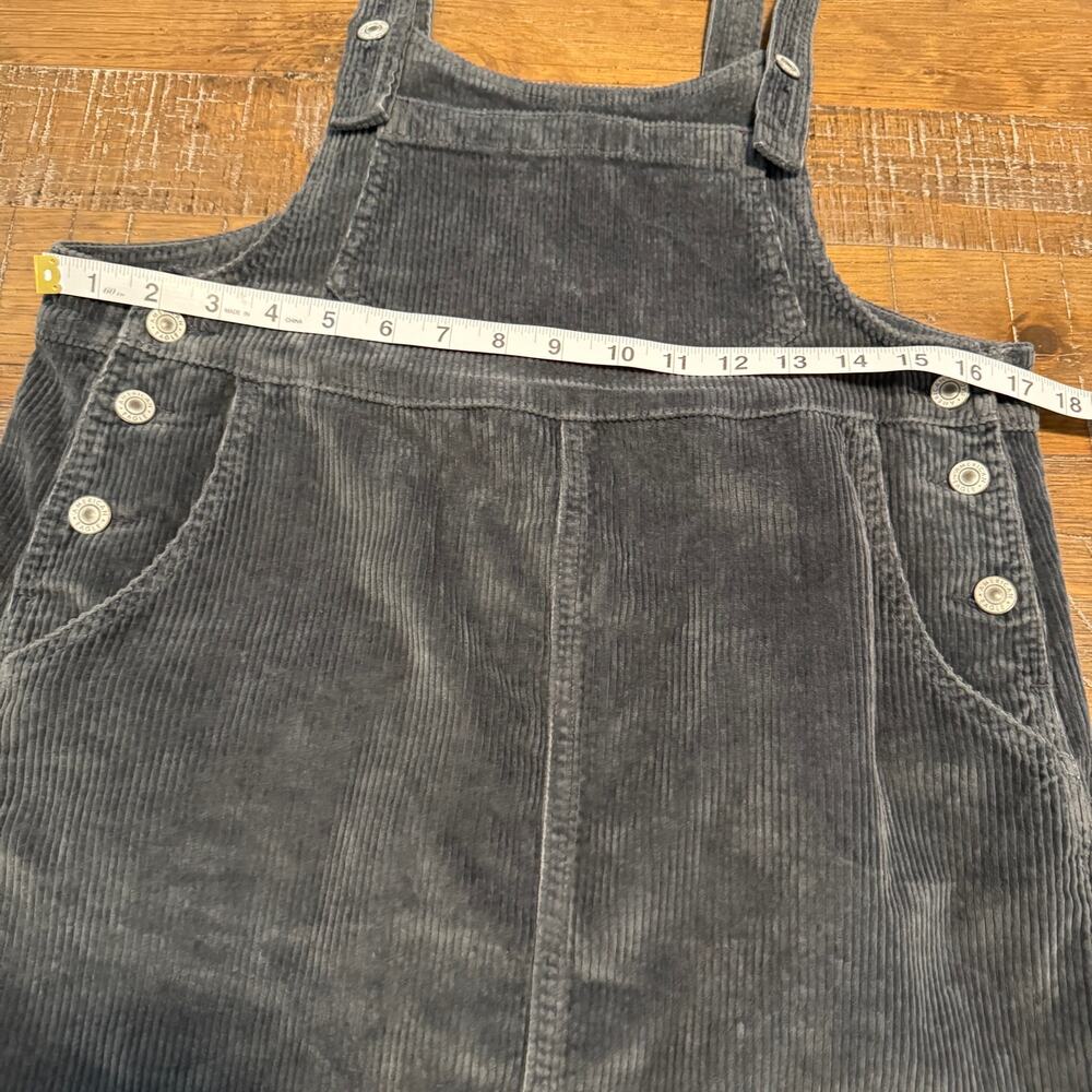 American Eagle Charcoal Grey Corduroy Overall Pinafore Dress Size Small Classic - Picture 3 of 9